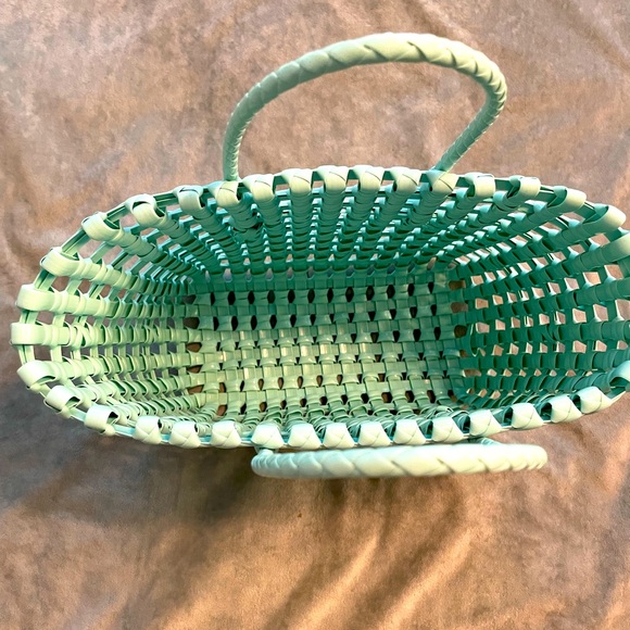 Teal Plastic Woven Tote 💗 - Picture 2 of 7